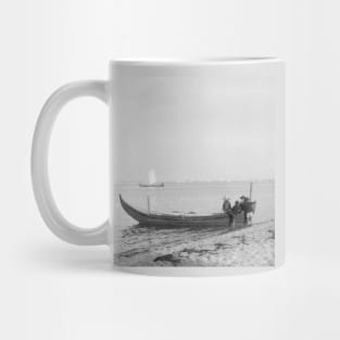 Boys playing in a fishing boat - 1920's Mug